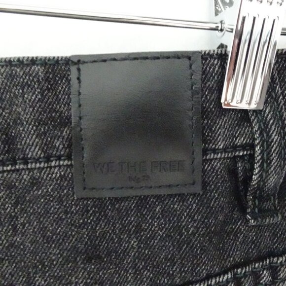 Free People Denim Mini Skirt Size 28 Black Button Fly Brea Boho Raw Hem - Picture 6 of 11